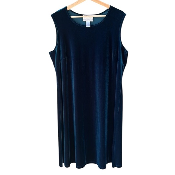 Susan Graver Vintage 1X Cobalt Blue Velvet Sleeveless Midi Swing Dress - Picture 1 of 5